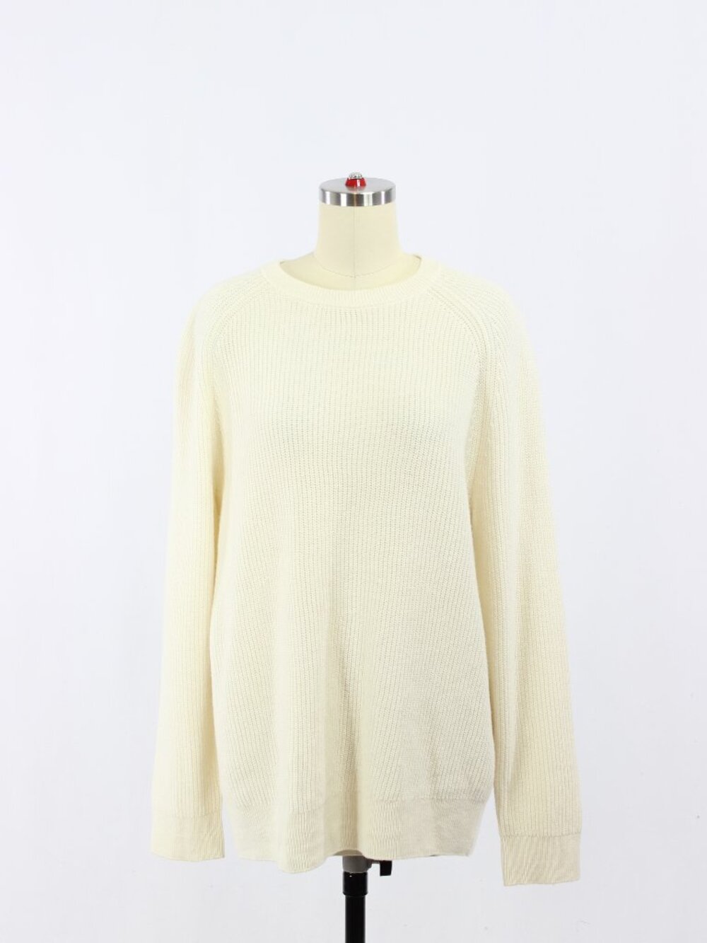 Aritzia WILFRED Maria Ivory Wool Cotton Knit Oversized Crew Neck Sweater, Size S